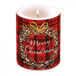  Ambiente Karcsonyi gyertya  Christmas Plaid tvilgts kzepes
